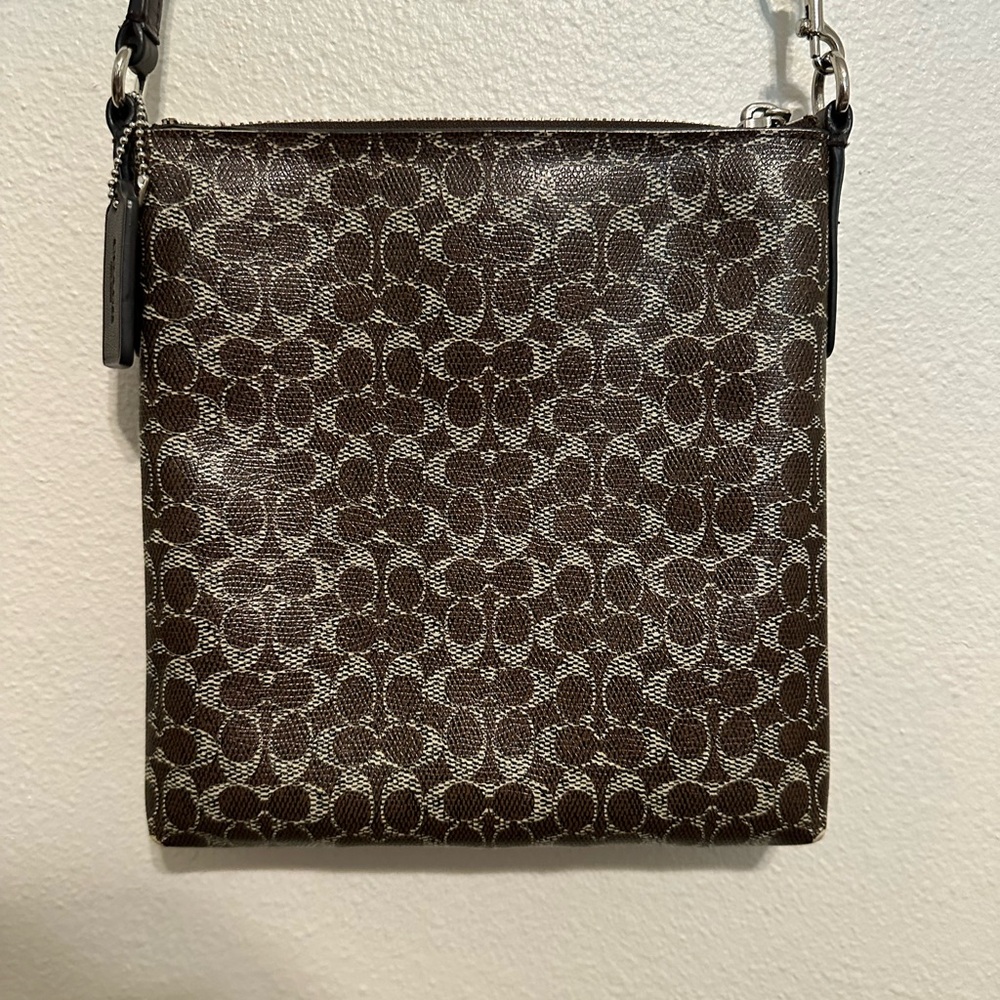 Coach Signature NS Brown Coated Canvas Swingpack Crossbody Bag - Picture 9 of 10